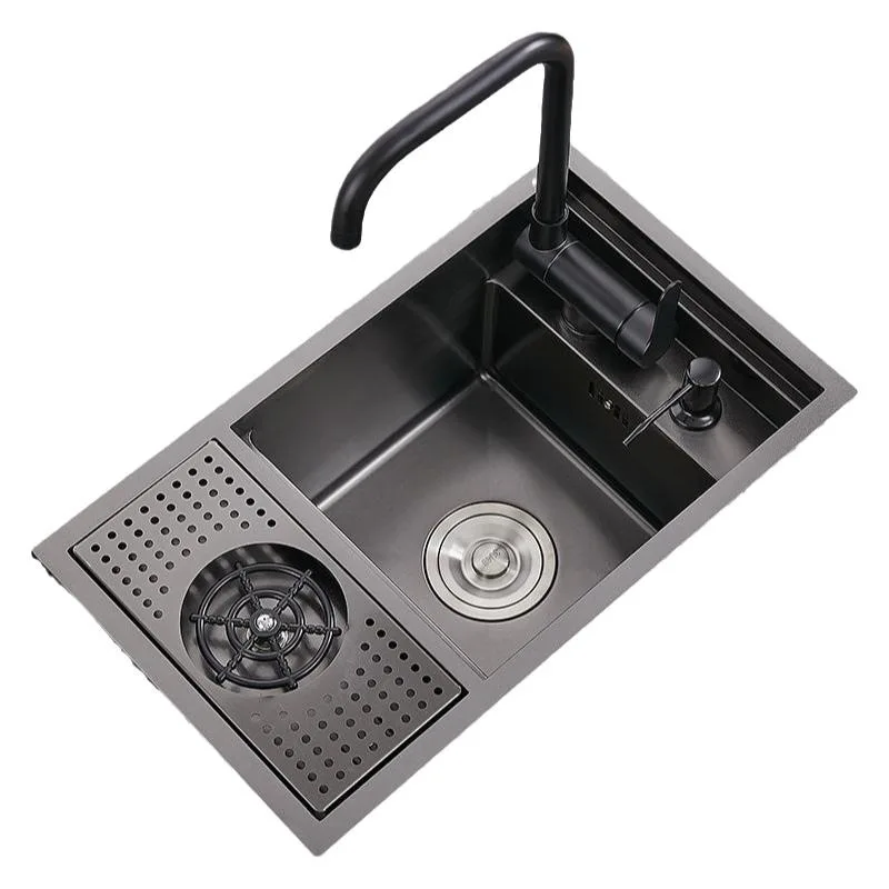 

Modern Multifunctional Nano Stainless Steel Kitchen Folding Faucet Bowl Kitchen Sink Basin with Cup Washing Machine