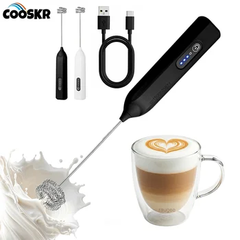 Electric Milk Frother Egg Beater Mini Portable Coffee Whisk Mixer USB Rechargeable Milk…