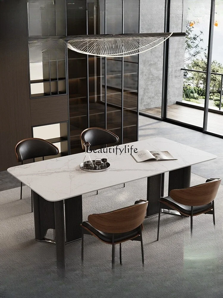 

FG40Dining table New household stainless steel Modern simple medieval dining table