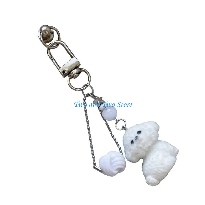 HX6F Delightful Dog Phone Charm Alloy Dog Accessory Dog Pendant Holder for Key
