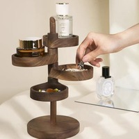 Multi-layer Wooden Rotatable Storage Rack Entry Door Key Storage Rack Creative Solid Wood Desktop Accessories Storage Box