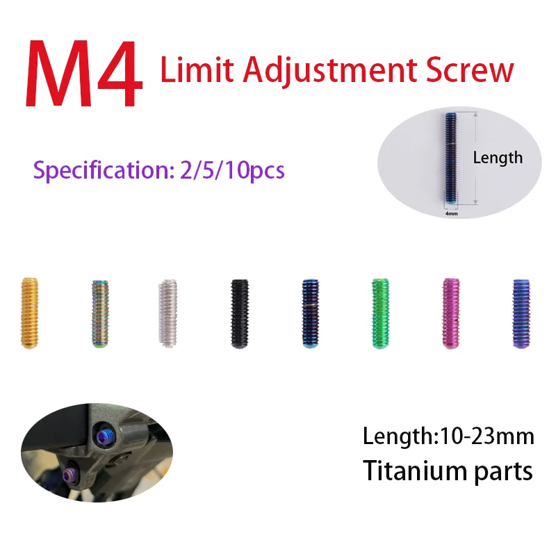 Titanium Alloy Screw M4 x 8 10 12 13.5 15 16 18 20 23mm Headless Machine, Top Wire, Bicycle Transmission, H/L Adjustment Screw