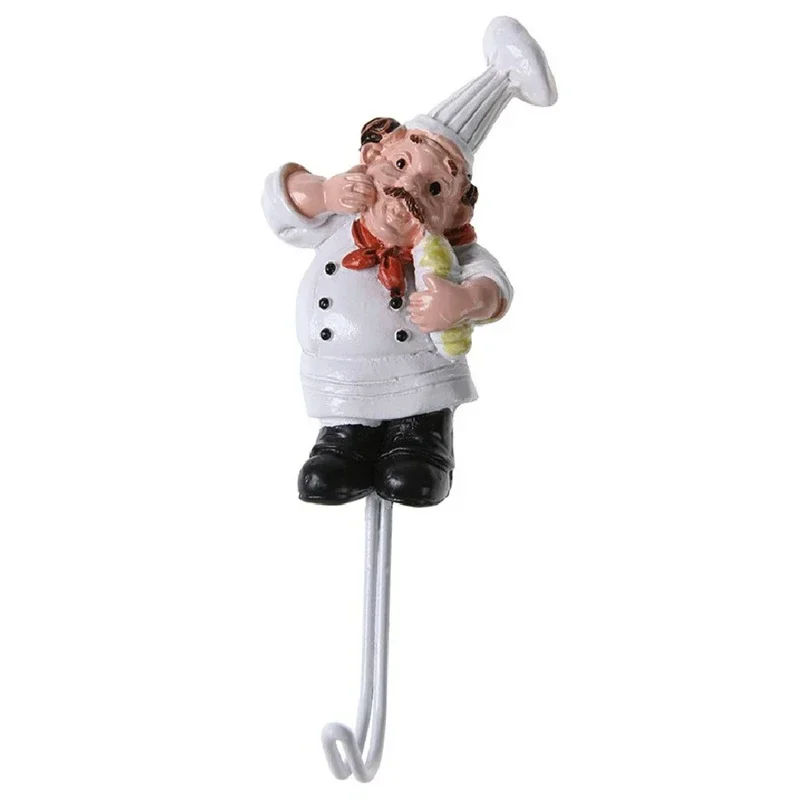 Cute Cartoon Chef Shape Decorative Hooks Wall Key Holder Door Clothes Coat Hat Hanger Kitchen Bathroom Towel Hooks Wall Hanging view 6