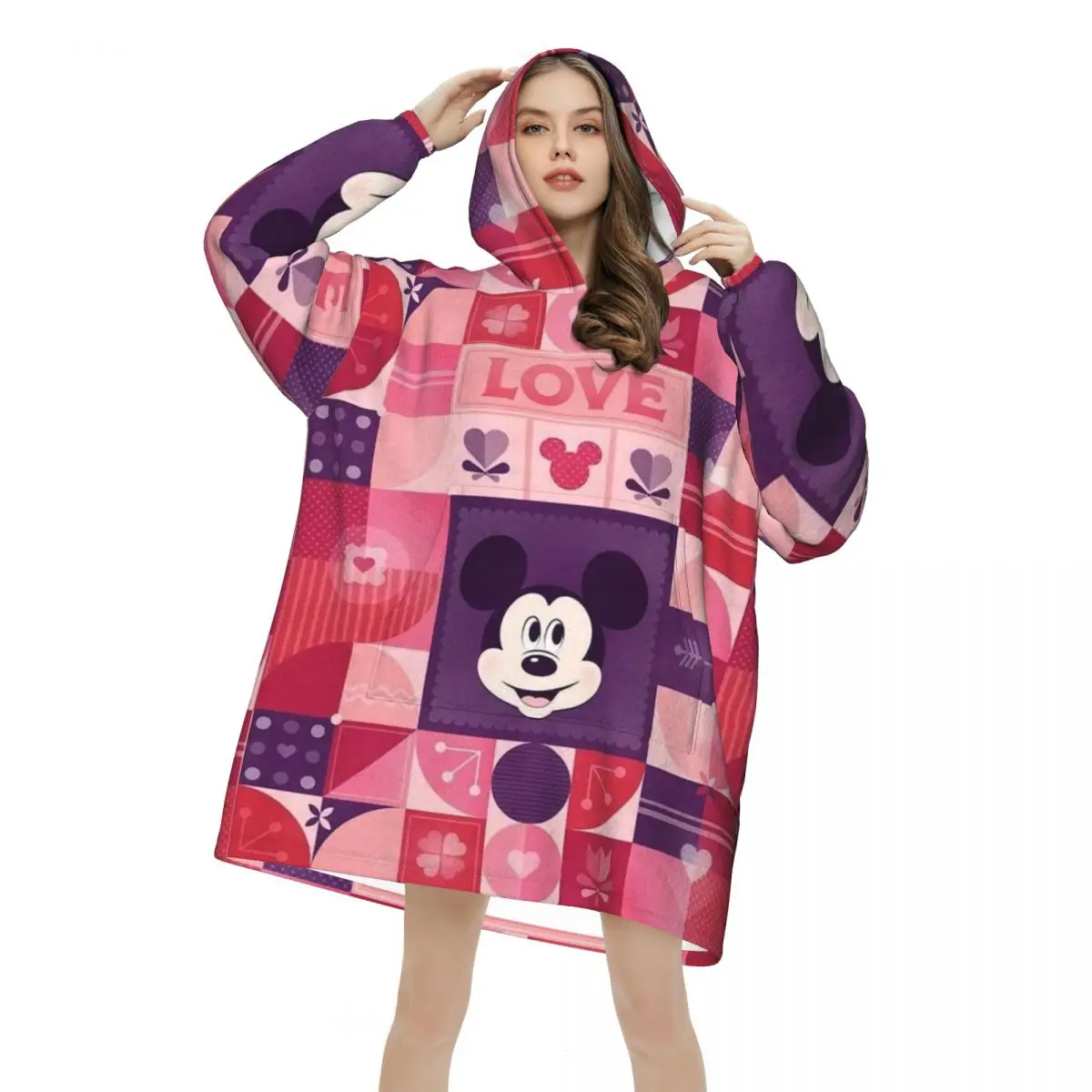 

Одеяло с Микки и Минни Маус, толстовка, носимое одеяло большого размера с карманом, теплый спальный мешок, мягкий уютный комбинезон