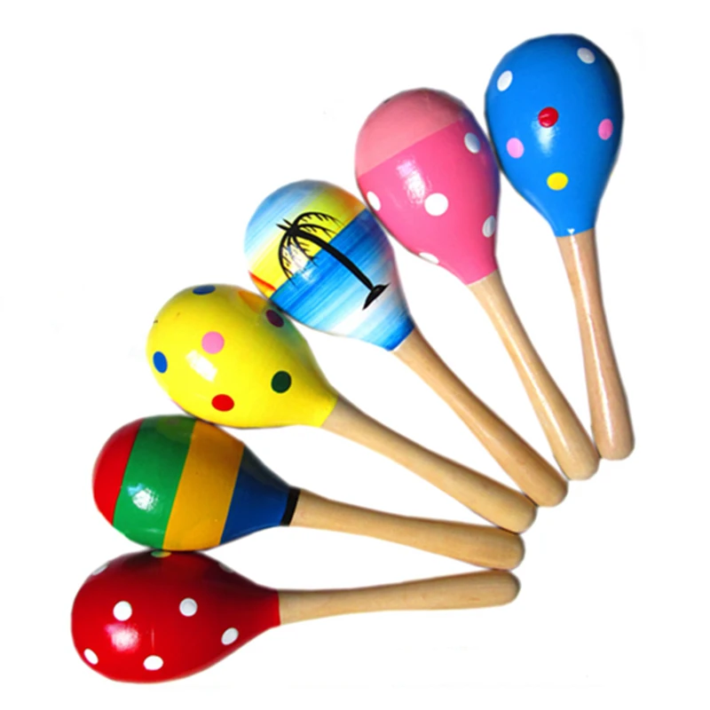 Choca de madeira Maraca para crianças, Percussão Shaker, Brinquedo Musical, Favor, Maracas 10, 36 Meses Acima, 10 Pcs