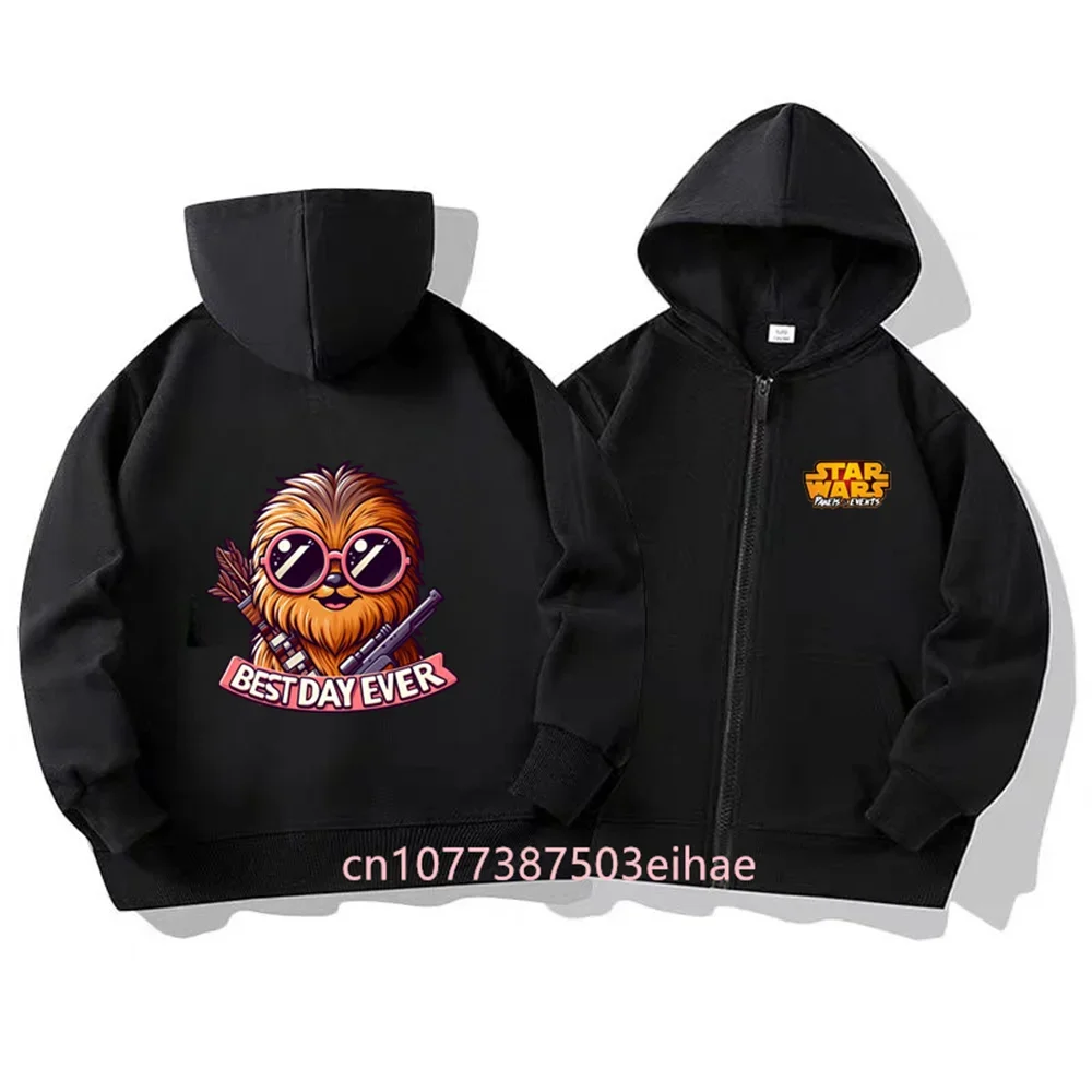 

Детская толстовка из чистого хлопка с капюшоном и молнией, с принтом «Звездные войны», дышащая, роскошного качества, модная и универсальная верхняя одежда