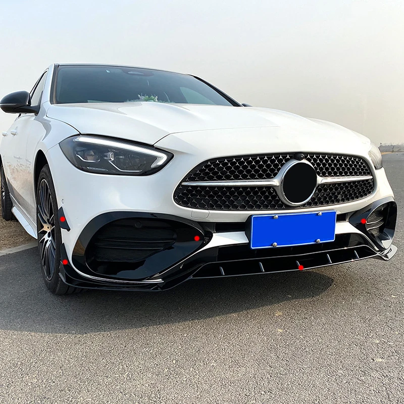 Front Bumper Lip Rear Spoiler Splitter Side Fender Canard Fin Air Inlet Fog Lamp Trim For Mercedes Benz C Class W206 2022 2023