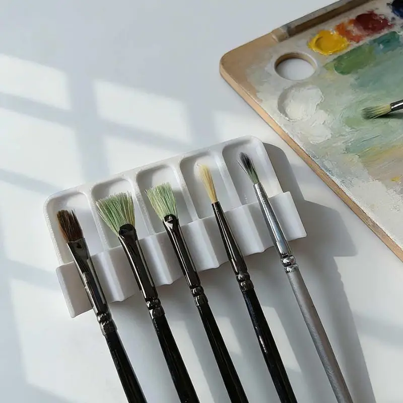 1Pcs Lightweight Portable Painting Brush Rest Holder 3D Printed Plastic Brush Holder Space-Saving Mini Size Brush Storage Box