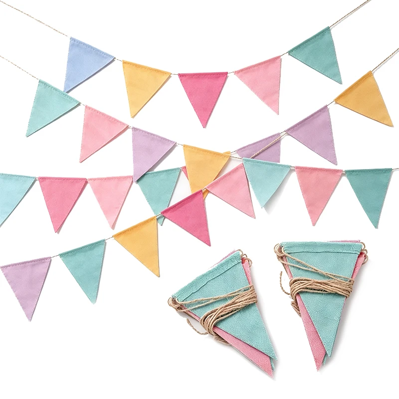 Vintage Bunte Jute-Leinen-Wimpelkette für Geburtstag und Hochzeit, Jute-Leinen-Wimpelkette als Dekoration, Hängende Banner-Girlande