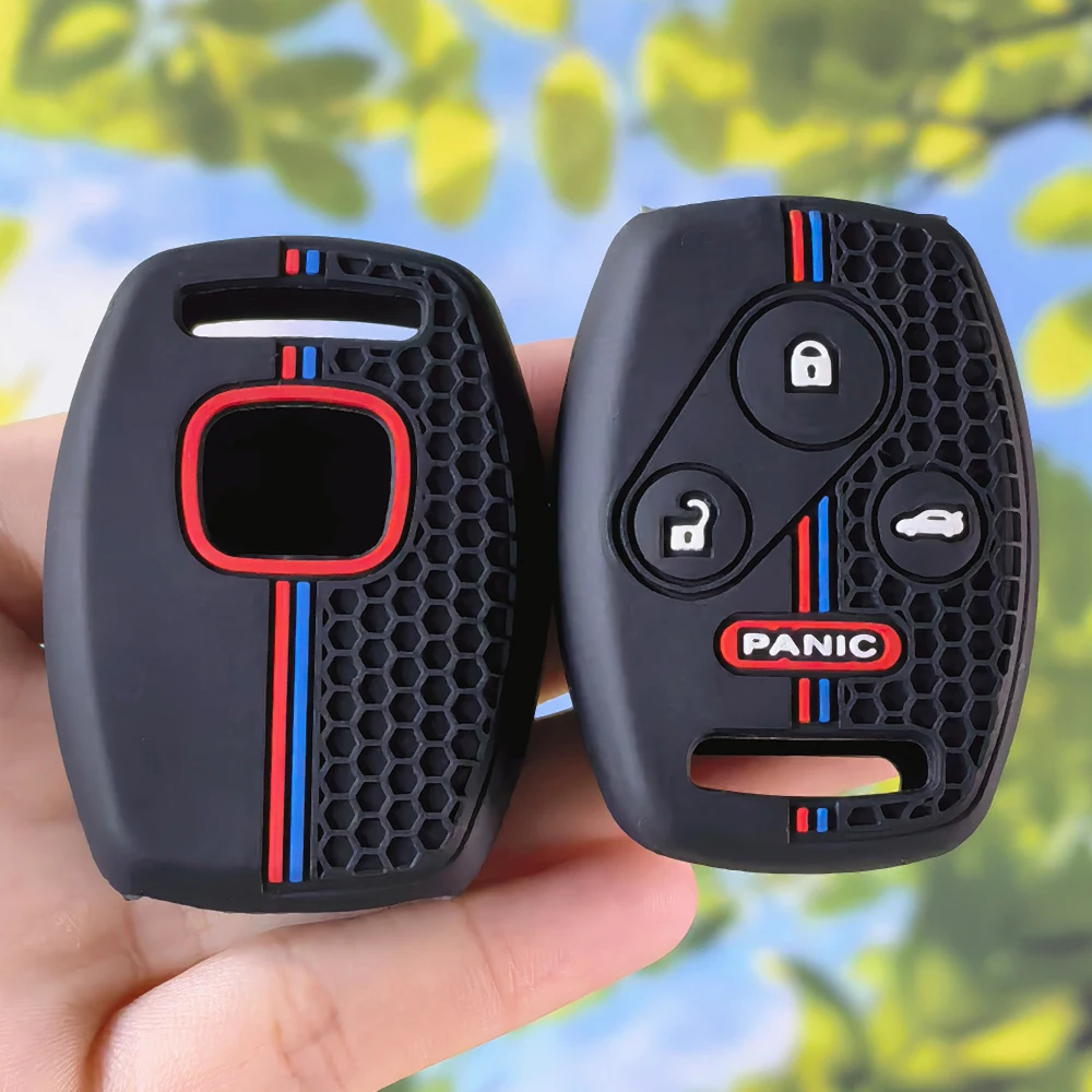 Ergonomic Grip Silicone Key Cover for Honda Civic Accord Pilot Fit Crosstour Odyssey Insight Stream 4‑Button Auto Fob Shell