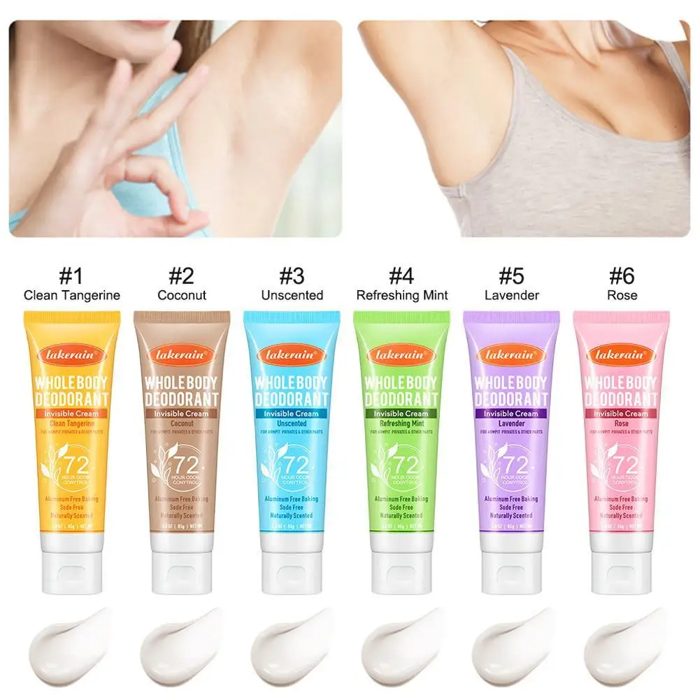 Whole Body Deodorant Invisible Cream Tube 72 Hour Odor Control Aluminum Free Baking Soda Free Skin Fruit Deodorant 85g