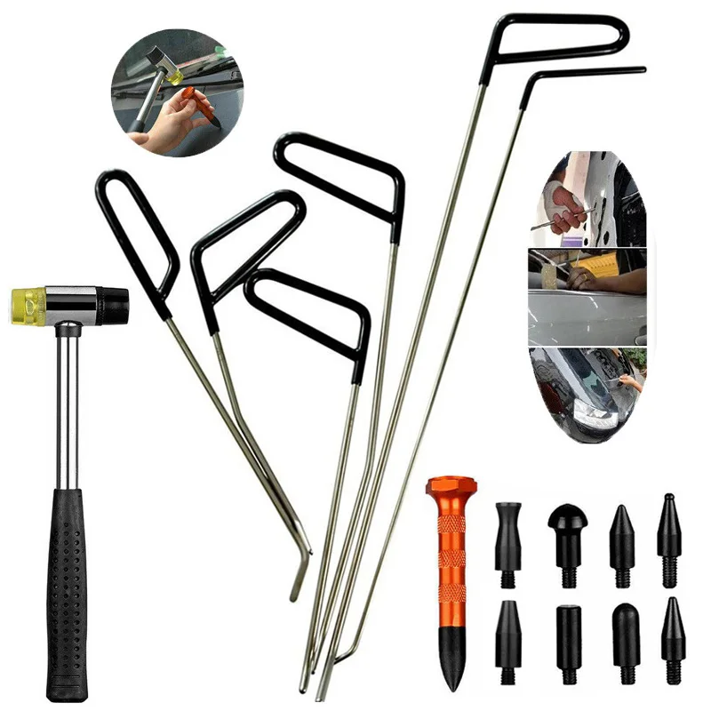 

New Car Dent Repair Hail Remover Hooks Rods Paintless Dent Removal Door Dent Dings Removal Painless Tools Knock Down Pen Kit