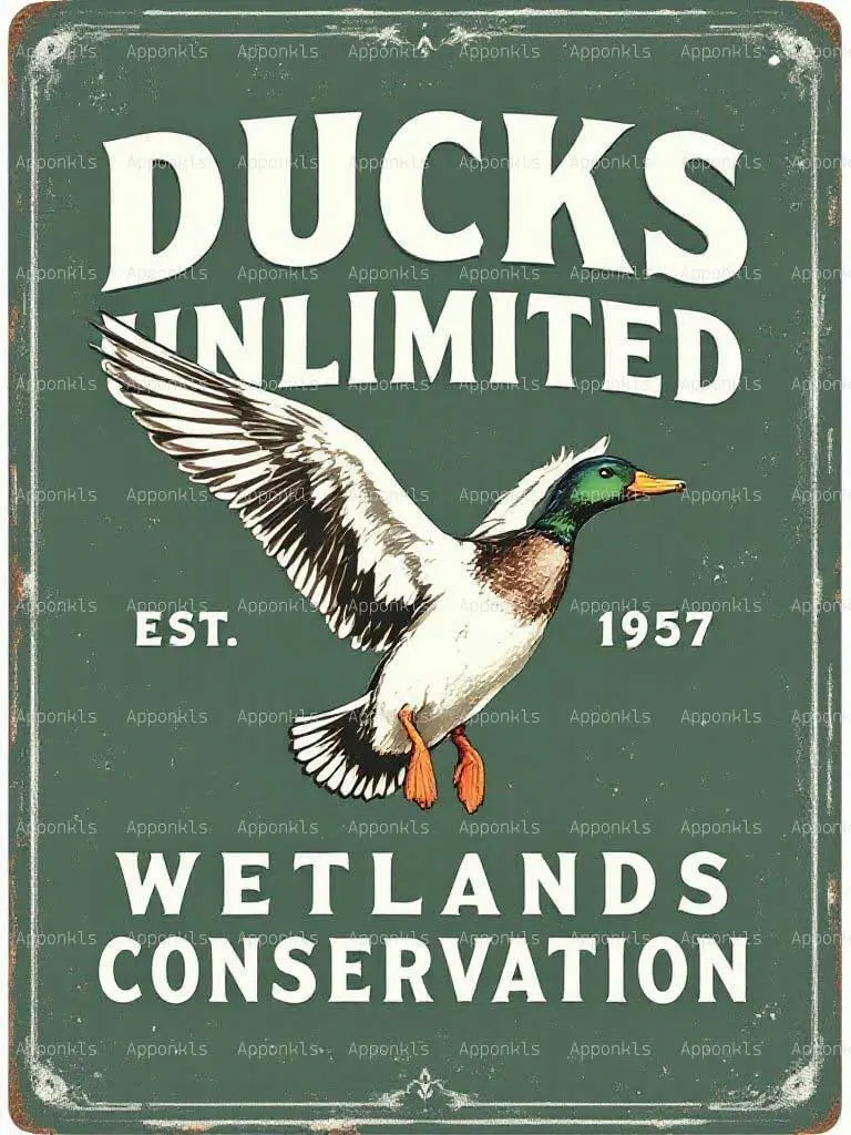 Funny Retro DUCKS UNLIMITED WETLANDS CONSERVATION Metal Tin Sign Suitable For Home And Kitchen Bar Cafe Garage Wall Decor 12x16