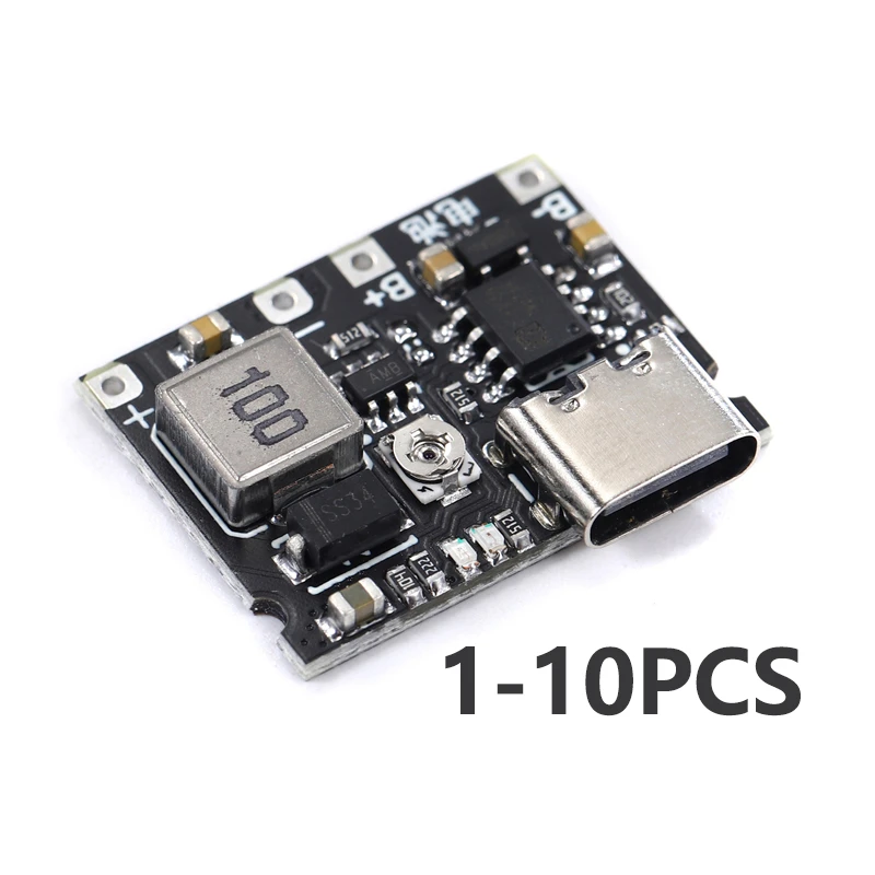 1-10PCS Lithium Li-Ion 18650 3,7 V 4,2 V Batterie Ladegerät Bord DC-DC Step Up Boost Modul USB Typ-C TP4056 Schnelle Lade Modul – Detail 6