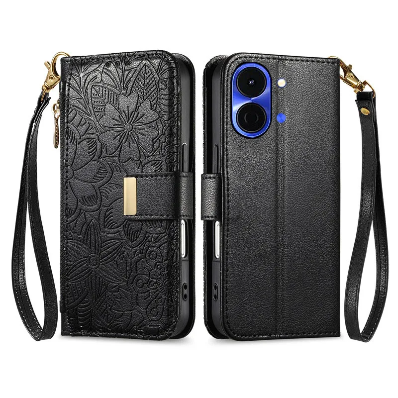 

embossing PU leather Cover For Tecno Spark 20P 20 Pro + 20C Go 1 1S 2 3 10 10C Fall prevention many card Slot Wallet phone Case