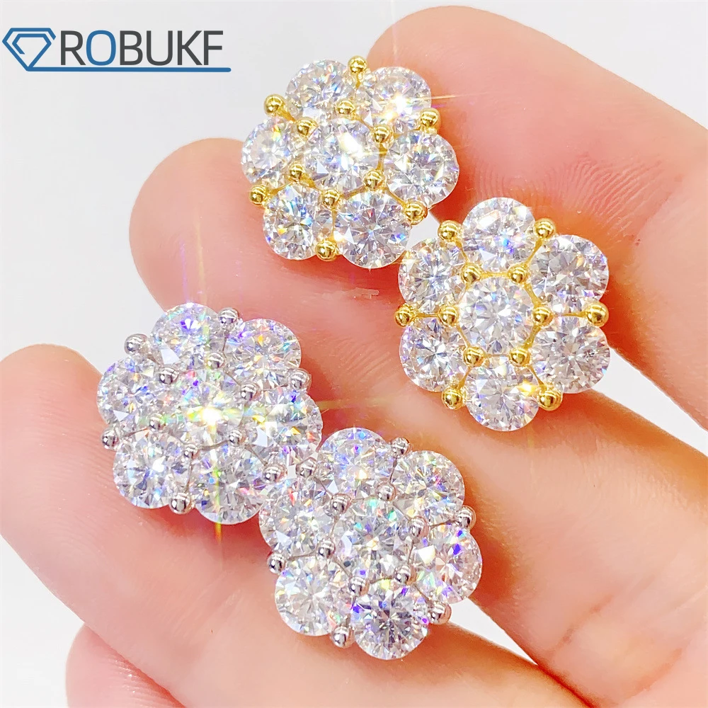 D Color 7cttw Full Moissanite Stud Earrings with GRA Certificates S925 Sterling Silver Screw Earring Wedding Jewelry for Women