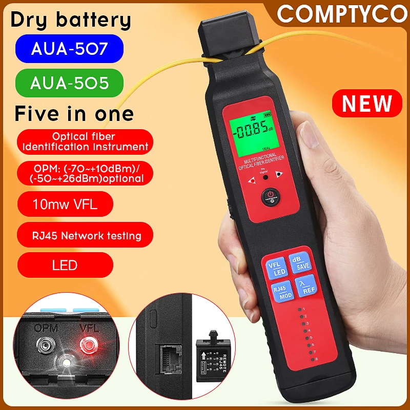 

Five in One AUA-505/507 Optical Fiber Signal Identifier Optical Power Meter 10MW VFL RJ45 Test LED lighting Free Shipping