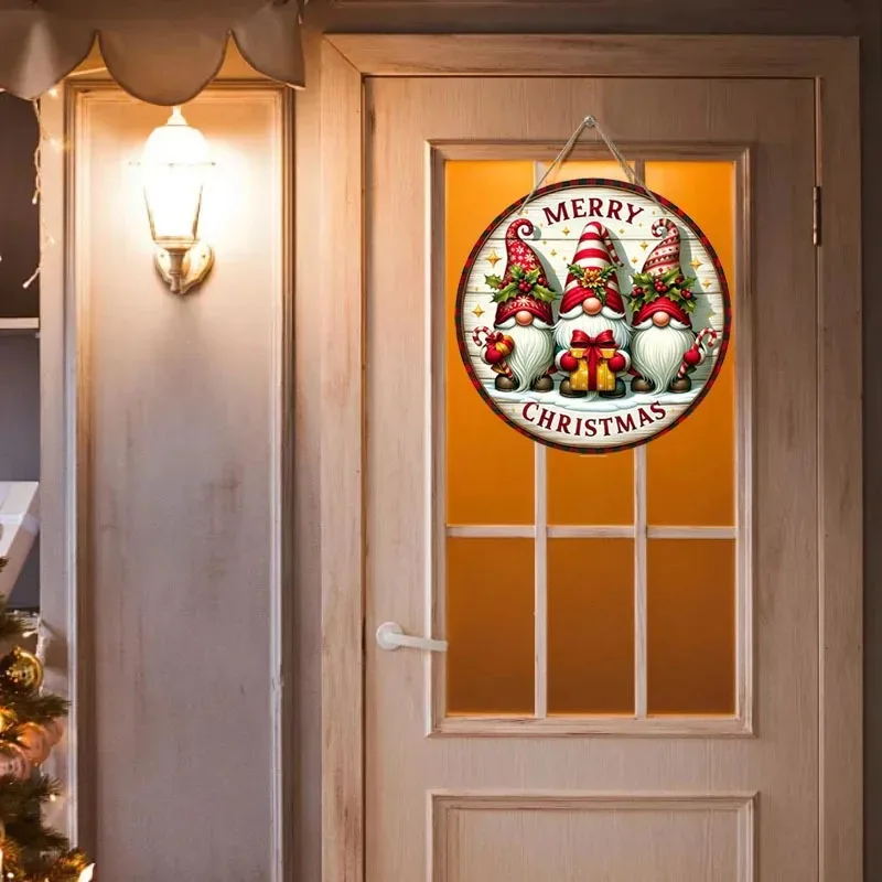 1 قطعة عيد ميلاد سعيد قزم الحلي الخشبية تسجيل 7.9in/20 سنتيمتر قزم عيد الميلاد قصب الحلوى نمط خشبي معلق المنزل اللوحة المشهد