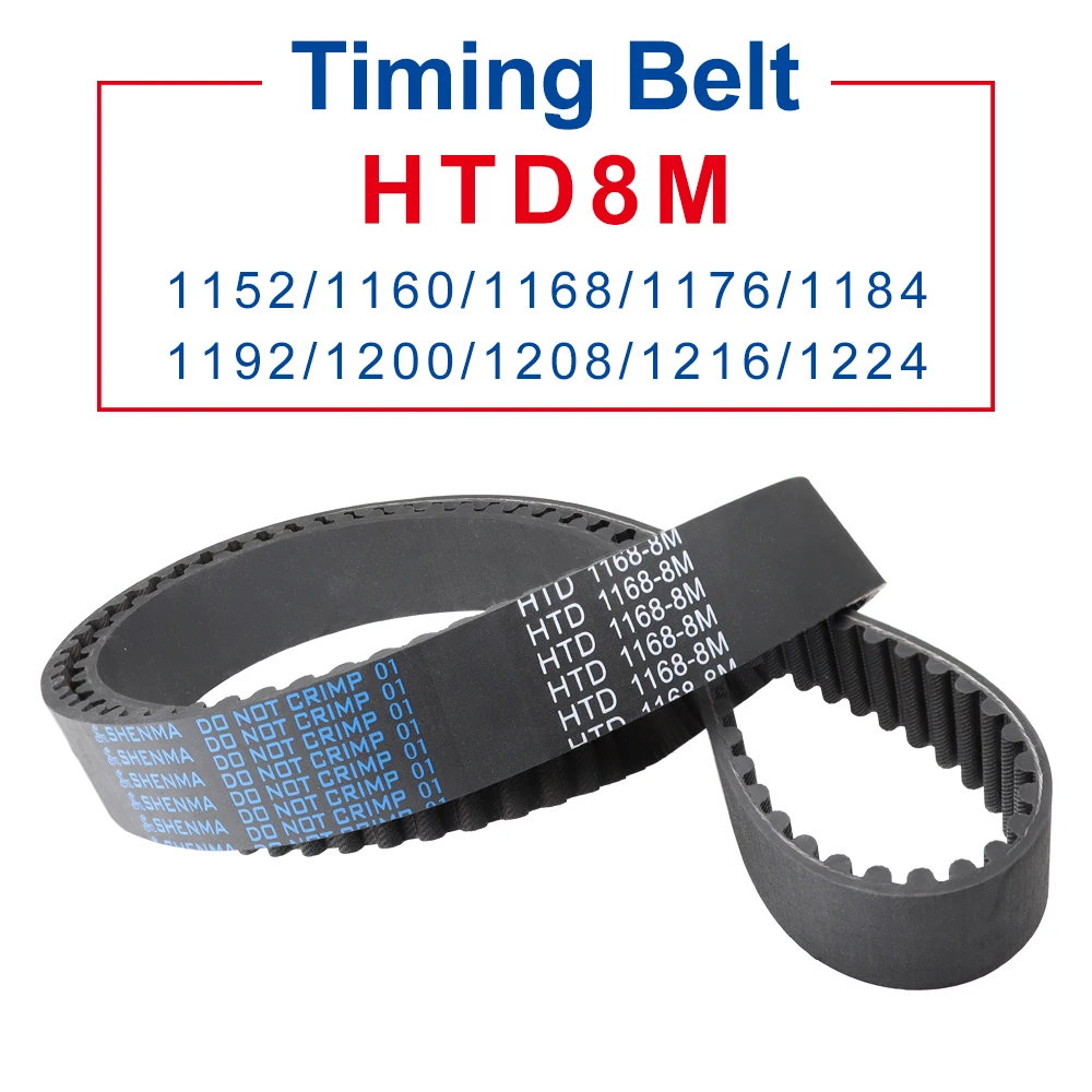 1 Piece Synchronous Belt HTD8M-1152/1160/1168/1176/1184/1192/1200/1208/1216/1224 Teeth Pitch 8mm Rubber Belt Width 20/25/30/40mm