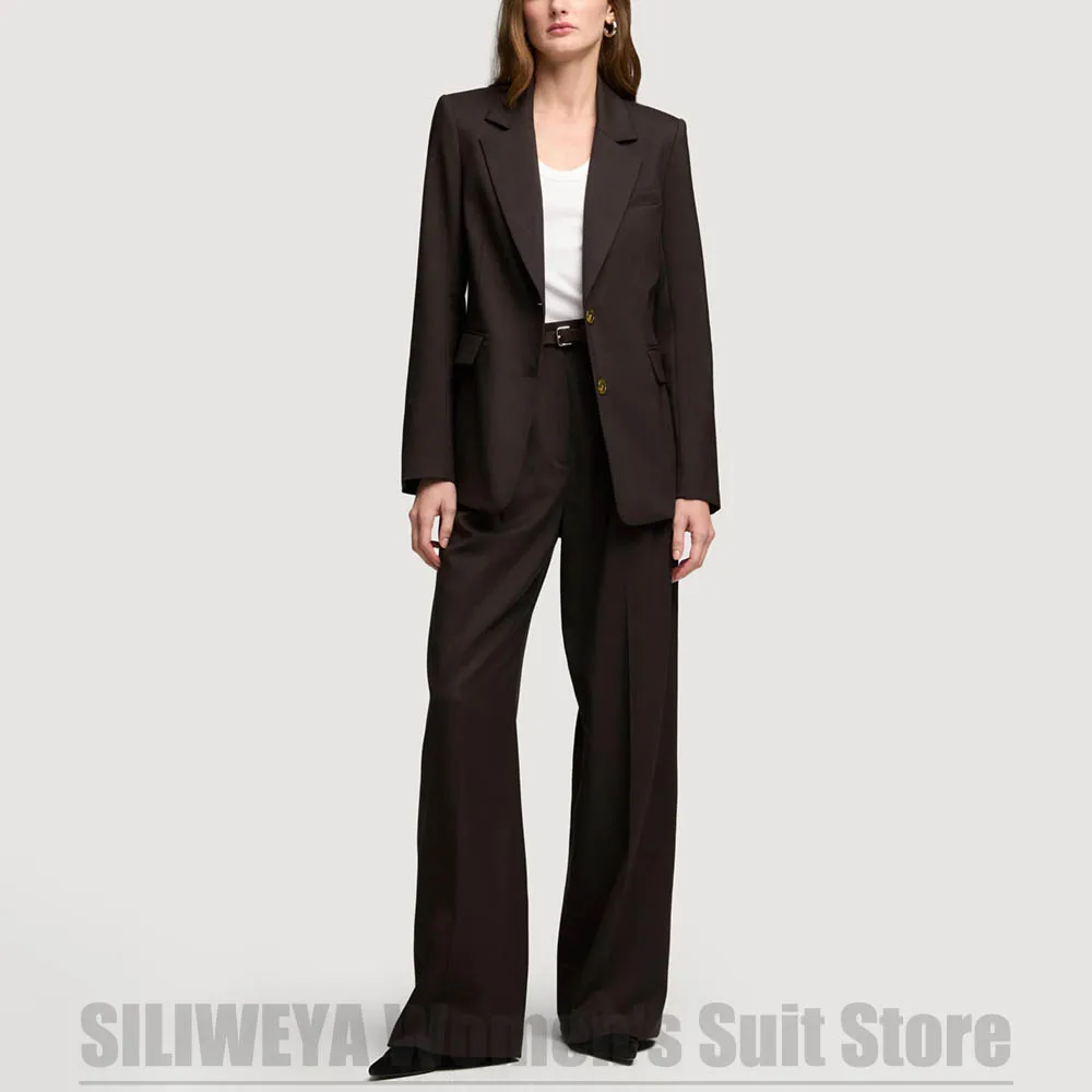 

Темно-коричневый женский костюм на одной пуговице с лацканами, свободный крой для офиса, официальной вечеринки, элегантные повседневные модные костюмы
