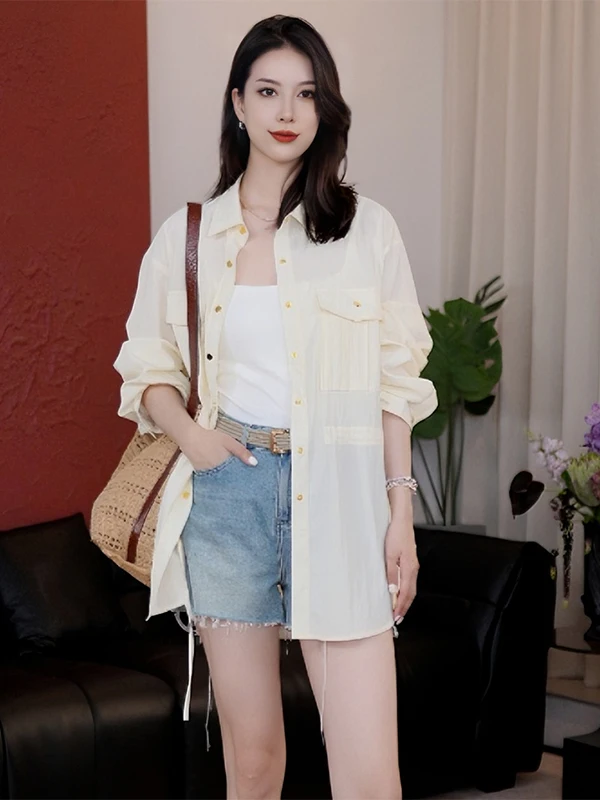 

Nana Tall DMX Lyocell Workwear Sle Summer irt Waist in a irt A9028 Women's mat Sle Loose Fit Long Sve irt