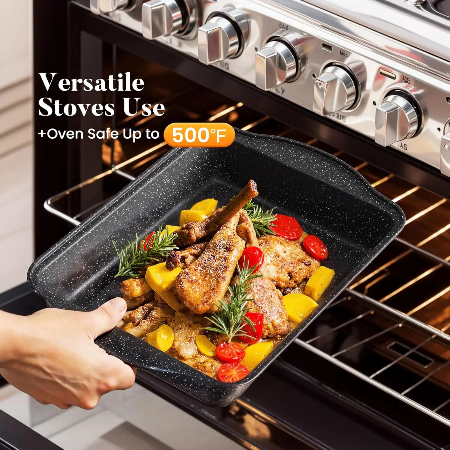 طقم أواني ومقالي مكون من 17 قطعة غير لاصق، أطقم أواني طهي المطبخ غير لاصقة، أواني طهي حثية من الجرانيت الأسود، صحية غير سامة وغير لاصقة