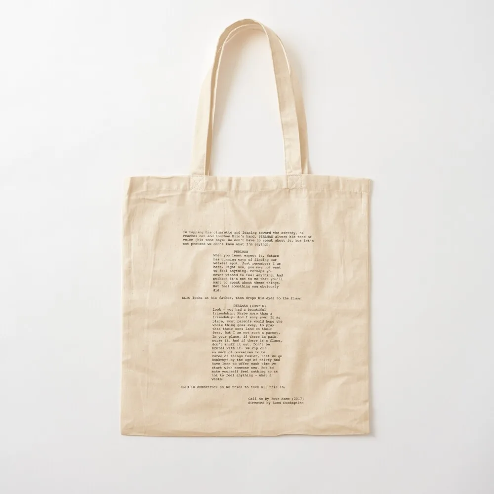 Call Me By Your Name Script Excerpt Tote Bag Shopper eco pack Canvas Tote Bag