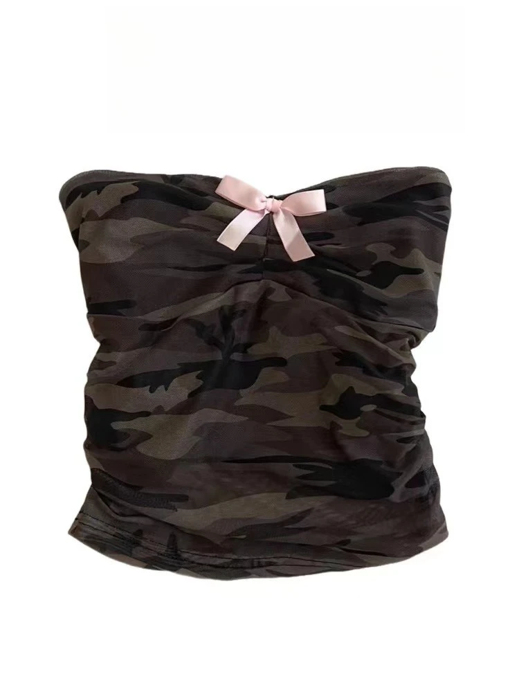 Sexy Y2K Leopard Print Women's T-shirts Tube Tops Streetwear Urban Aesthetic Commuting Retro Crop Tees Comfortabled Casual Cute