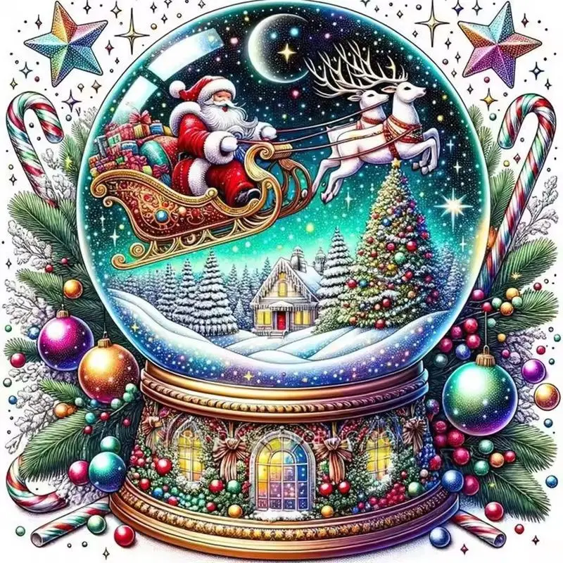 

CHENISTORY Christmas Crystal Ball Diamond Painting Full Set Diamond Embroidery Cross Stitch Mosaic Diamond Home Decoration
