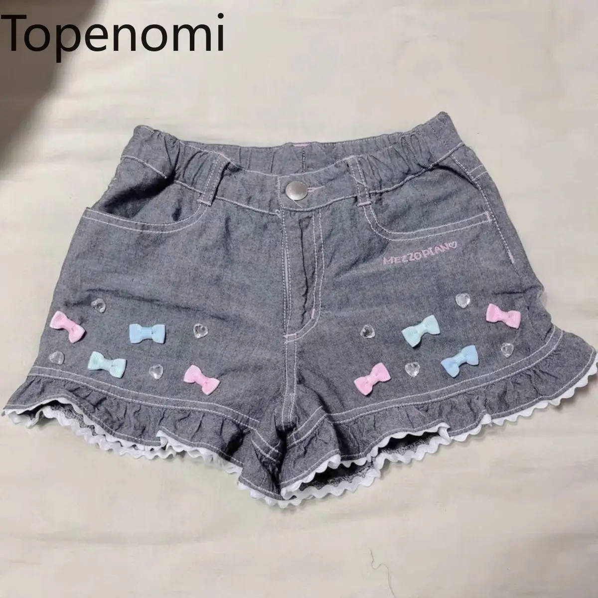 

Topenomi Sweet Bow Shorts Women Japanese Vintage Kawaii Lace Ruffle Short Pants 2026 New Y2k Spicy Girl Versatile Streetwear Ins