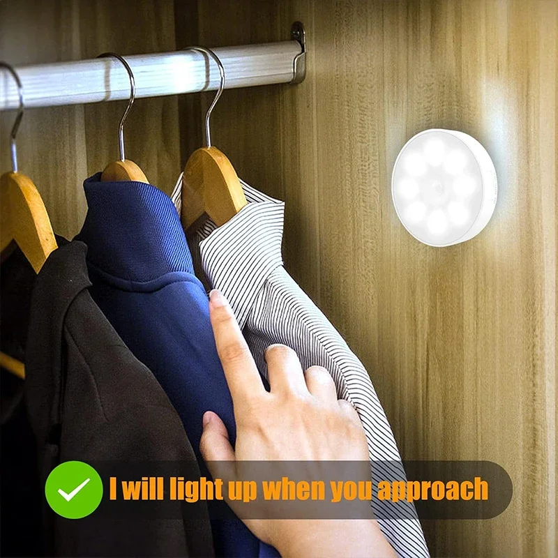 Night Light with Motion Sensor USB Rechargeable Lamp Indoor Hallway Kitchen, Stair Lighting, Children's Room, Cupboard Lighting