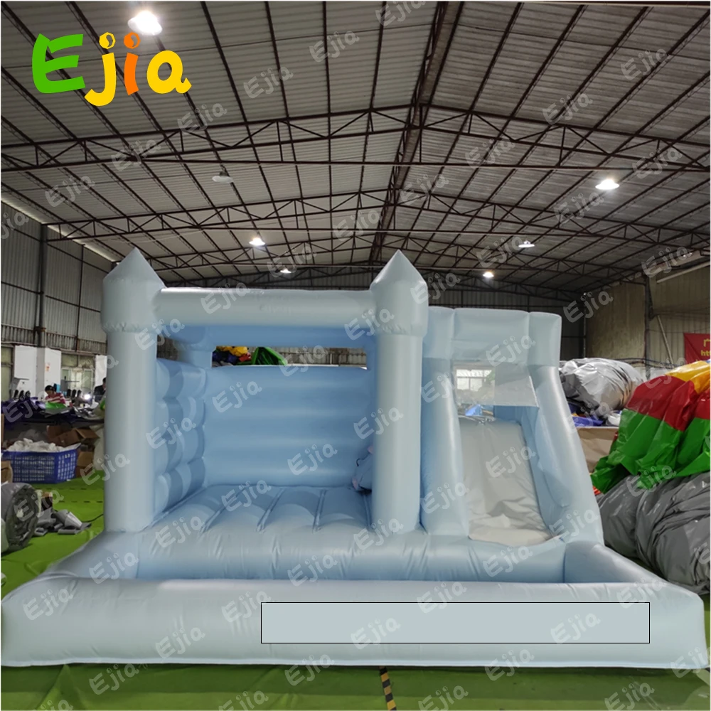 Uso comercial Casa de salto inflável branca, 3 em 1 Combo Jump 'n Slide, castelo insuflável para adultos e crianças, diversão ao ar livre, 15 pés