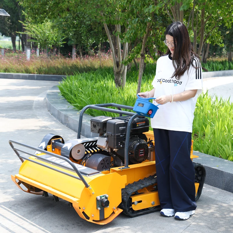 

Customized best-selling tracked lawn mower, remote-controlled rotary lawn mower with Y-shaped blades,