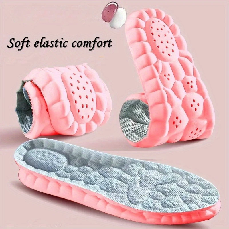 1pair 4D Sport Insoles Soft High Elasticity Shoe Pads Breathable Running Basket