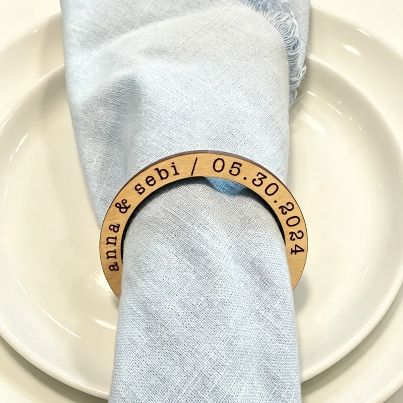 

Personalized Wooden Napkin Ring with Name, Wooden Place Cards, Wedding Napkin Rings, Wedding Gift for Guests