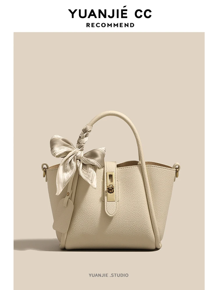 

Leather Handbag 2026 New Style Women's Shoulder Crossbody Bag Commuter Bag Wing Shape Soft Polyester Lock Buckle Closure