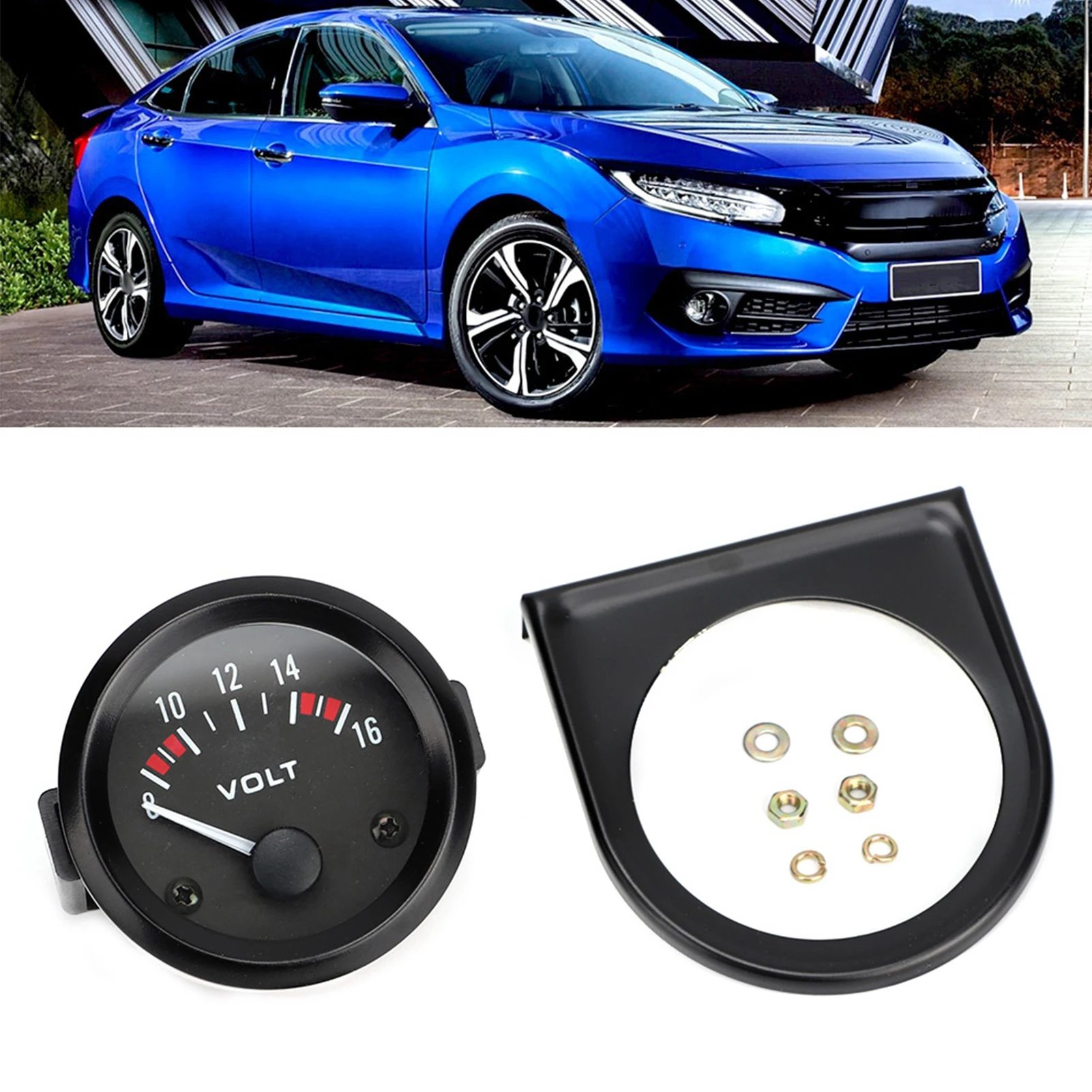 سيارة 12 فولت الفولتميتر العالمي 52 مللي متر/2in الجهد متر مقياس 8-16 فولت BX100007 سيارة الفولتميتر جهاز قياس الجهد الكهربائي الجهد متر فاحص #1