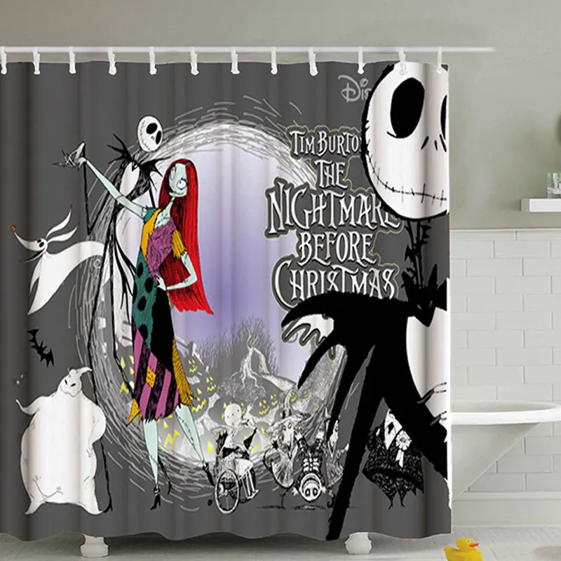 Halloween Skeleton Ghost Decor Shower Curtain Home Toilet Bathtub Blackout Curtains Waterproof Polyester Fabric Bathroom Screen