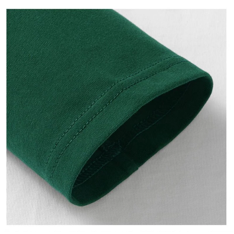 Kaus katun lengan panjang kerah bulat uniseks kaus bersirkulasi tambal sulam modis kaus nyaman lembut musim gugur