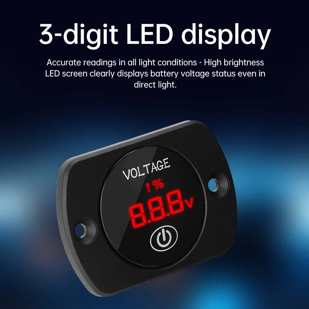 Voltímetro DC5-48V con pantalla a Color reacondicionada para coche, voltímetro con pantalla Digital LED de 12V y 24V, para motocicleta, camión y barco