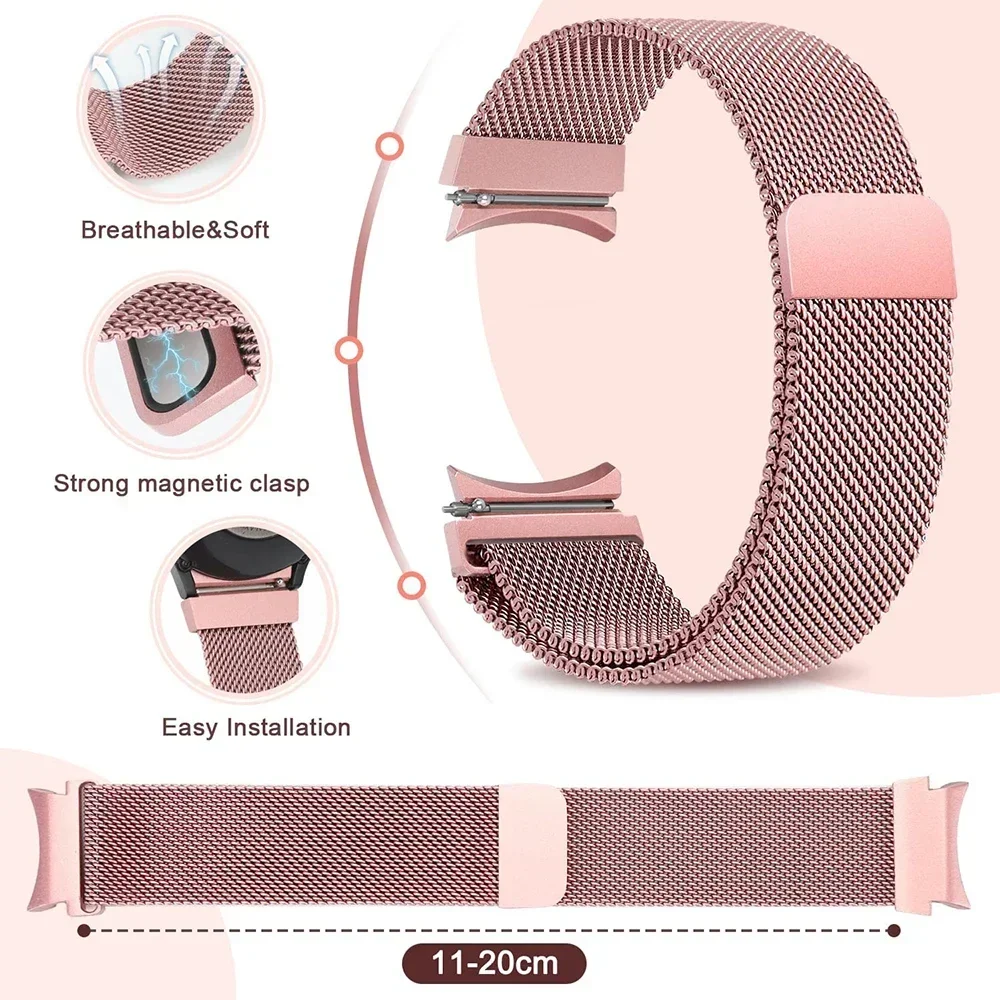 Correia de interface oficial para relógio Samsung Galaxy, banda de metal, sem lacuna, laço magnético, relógio clássico, 7, 6, 5, 4, 44mm, 40mm, 47mm, 46mm