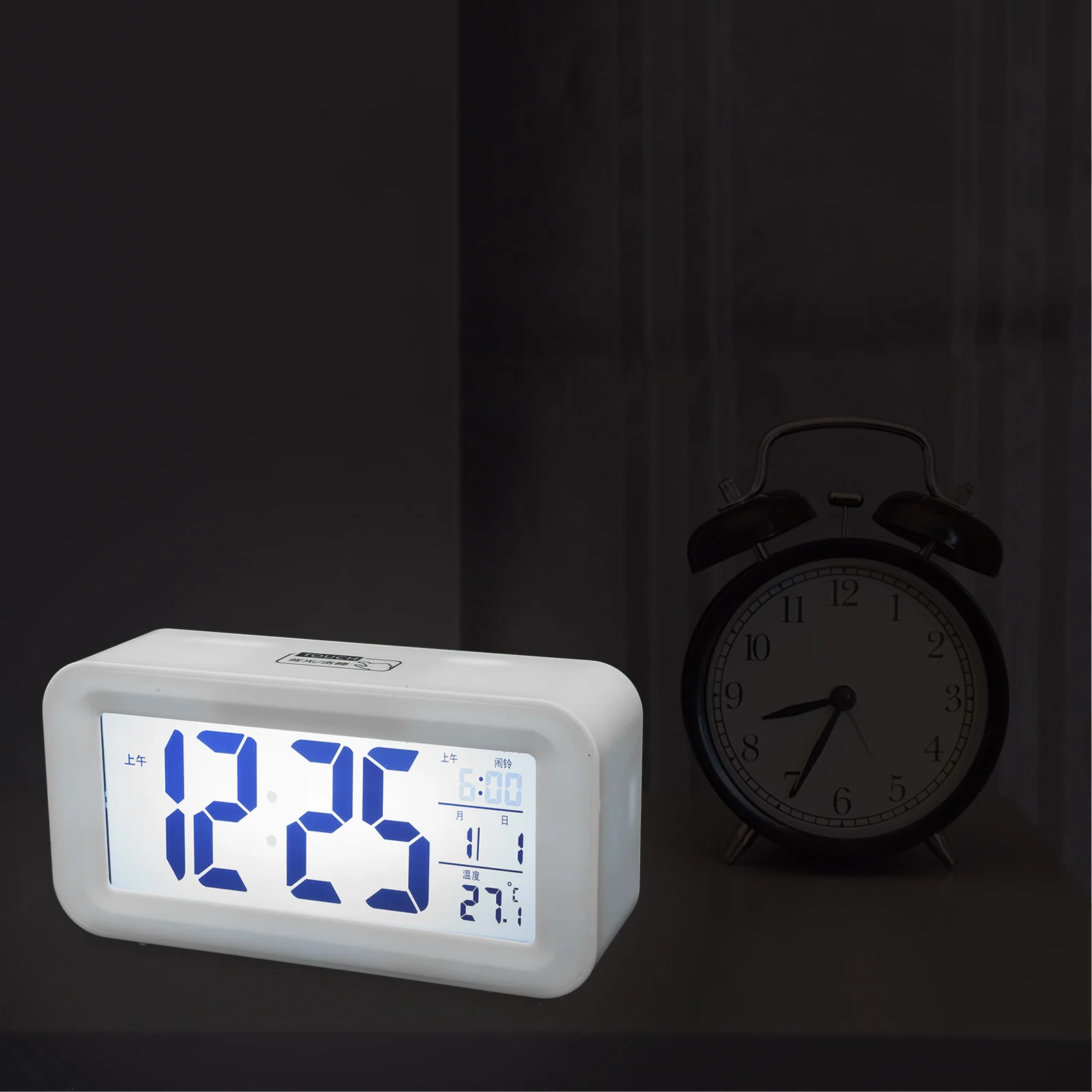 

LCD Alarm Clock Multifunctional Smart Super Clear Gradually Increasing Alarm Sound Night Light Gift