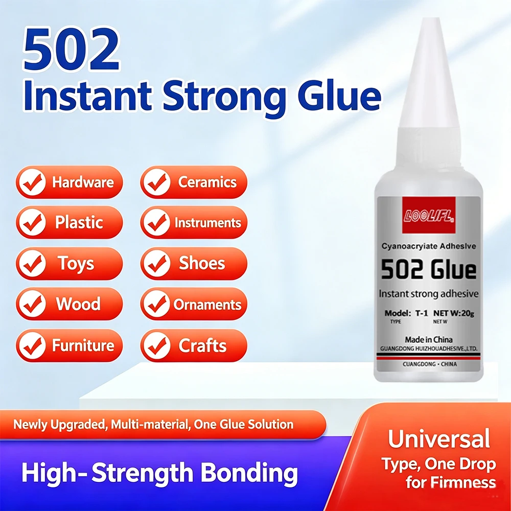 502Super Instant Adhesive Quick Curing Extra Strong Multi-Purpose Household Industrial Glue for Metal Plastic Wood Rubber Repair