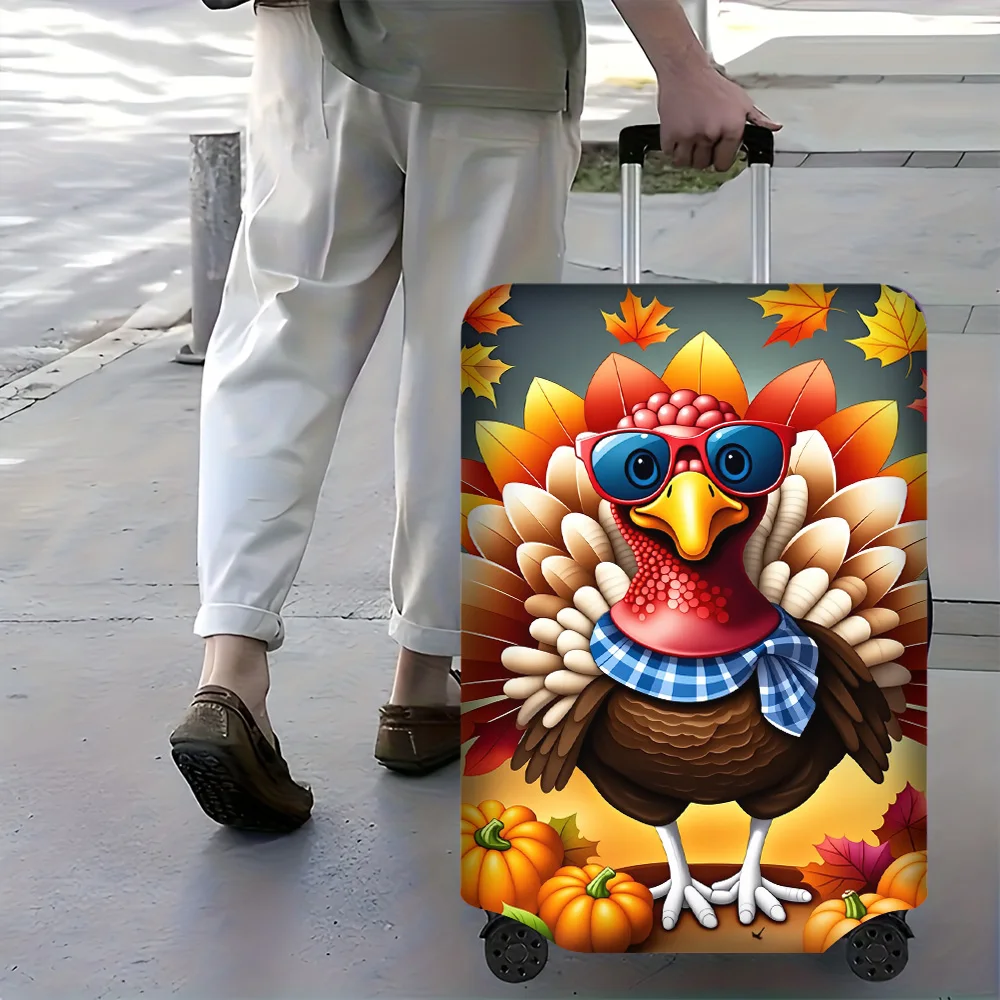 

1PC Fall Turkey Print Luggage Cover for luggage sizes 18 – 32 inches; dust and elastic travel accessories to effectively protect