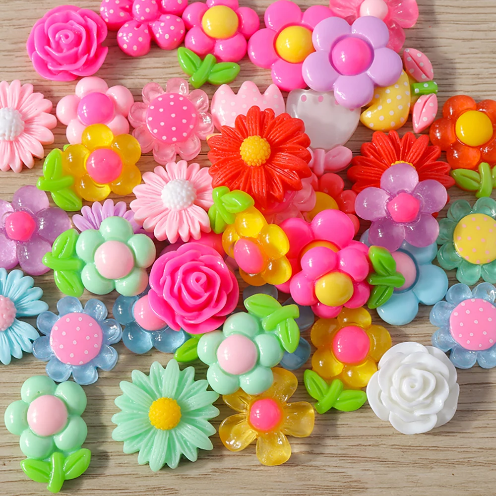 Tusember 15 Stück Mix Niedliche Blumen-Flatback-Harz-Cabochons Verzierungen DIY Scrapbooking für Mädchen Haarnadel Brosche Geburtstagsgeschenke – Detail 7
