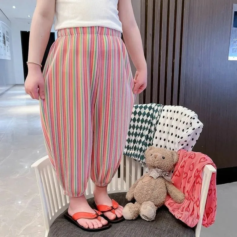 Baby Girl Clothes Suit 2024 Girls Summer Casual Pants Baby Foreign Style Children Personality Fashion  Nine Points Bloomers image 4