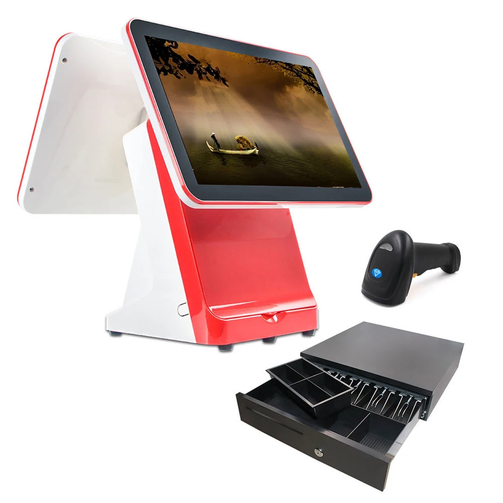 نظام الكل في واحد مقاس 15 بوصة يعمل بنظام Windows 10 ونظام تسجيل Pos للدرج النقدي للصيدلة