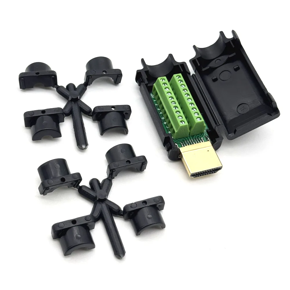 

2.5A HDMI-compatible Solder-free Plug Connector HDMI-compatible 2.0 Welding Connectors 4K HD Line Repair DIY Male Adapter