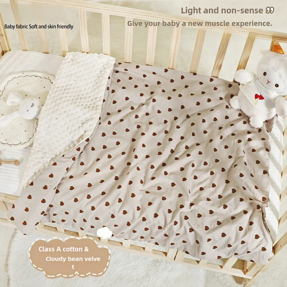 Baby Blanket Unisex Boys Girls Super Soft Crib Blanket Double Dot Lined Bed Blanket Newborn Toddler Stroller Crib Blanket