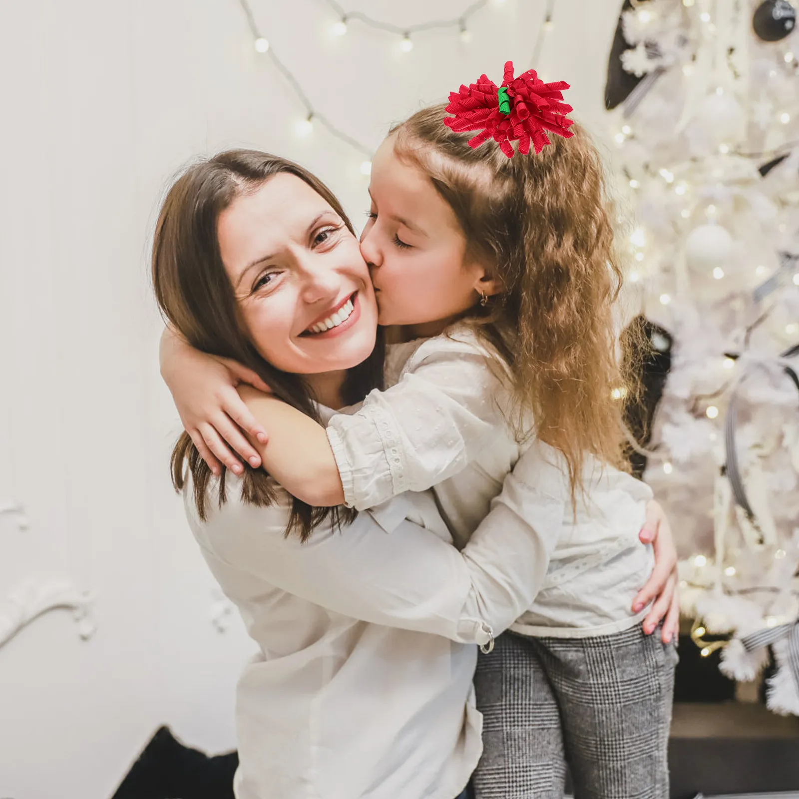 

5Pcs Christmas Hair Clips for Girls Festive Red Green Gold Hairpins Kids Party Accessories Xmas Barrettes Curly Bow Decorative